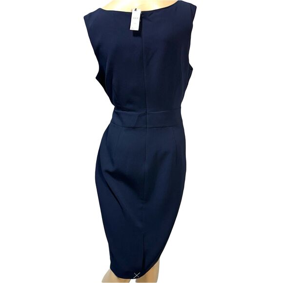 Talbots Dress Women’s Size 12 P Petite Sleeveless Sheath Belted Pencil Navy NWT - Picture 4 of 10
